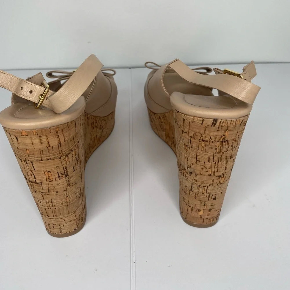 KATE SPADE Rock Stud Tan Wedge Sandals